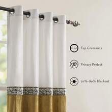 Velvet Vintage Curtains For Living Room 96 Inches Ivory Gold Window Treatment Curtain Embroidered Floral Drapes Blackout Retro Curtains 2 Panels Set - bạch kim - Xem 5