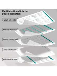 1 pezzo Agenda di autodisciplina Brave Deer 2026 - 380 pagine, copertina in finta pelle di alta qualità, design elegante blu, layout mensile e settimanale, formato compatto e portatile, adatto per la gestione del tempo e il monitoraggio degli obiettivi (adulti)