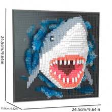 2170 buc/1930 buc Set de blocuri de construcție 3D cu tematică rechin, decorare pentru camera de zi, dormitor, birou, cadou potrivit pentru Crăciun, Anul Nou, Halloween, ziua de naștere