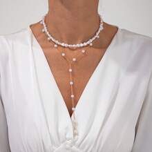 1pc Multi-Layer Minimalist Faux Pearl Necklace, Suitable For Women's Daily And Holiday Wear