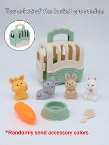 Children's Pretend Play Pet Rabbit Basket Toy Set, Feeding Simulation Cute Rabbit Playset, Birthday/Christmas Gift For Boys And Girls - Multicolor - View 10
