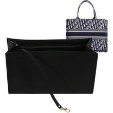 Purse Insert Organizer For  Book Tote Medium Bag Insert With Premium Felt And Multiple Pockets Large Black