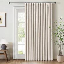% Blackout Curtains Bedroom, 84 Inch Long Blackout Curtains, Clip Rings Linen Drapes, Thermal Insulated Room Darkening Living Room, 2 Panels - Beige, W50xL84, Bedroom Decor - 淺褐色的 - 查看 6