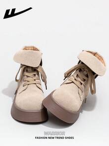 WARRIOR 女式 1 双厚底靴，2025 年秋季新品，-On Design，厚底，时尚短靴，户外穿着，时尚靴子，复古英伦风格，卡其色短靴