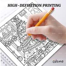 GDTME 1 Piece Christmas Themed Coloring Book, 24 Pages Upgraded To 120g Pearl Paper, Includes Cute Illustrations, Suitable For Adult Relaxation, Ideal Gift For Birthday, Party, Thanksgiving, Halloween And Christmas, 7.9*7.9 Inches, Also A Great Gift For Back To School And Mother's Day - Comfortable and Bold Christmas Design - View 8
