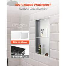 Shower Niche, 13 X 25 X 4 Inch Recessed Wall Niche Double-Layer, With Hollowed-Out Divider,Heavy-Duty Stainless Steel Modern Shampoo Storage Organizer,Waterproof, Silver For Bathroom - Silver Double Layer, Framed 13"x25"x4" - View 2