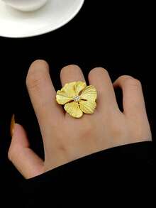 ESBERRY 1 件 S925 纯银优雅华丽锆石牡丹花戒指女士精美珠宝最佳礼物节日礼物 - 花朵戒指 - 查看 4