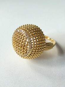 1 件 14K 镀金 0.25μm 厚可爱蘑菇形几何戒指