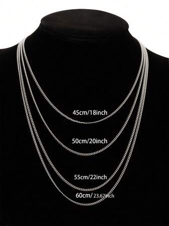 1pc Simplicity Stainless Steel Necklace Men's Simple Thin Neck Chain Jewelry