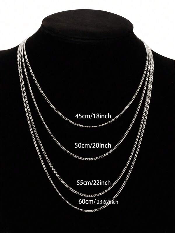 1pc Simplicity Stainless Steel Necklace Men's Simple Thin Neck Chain Jewelry