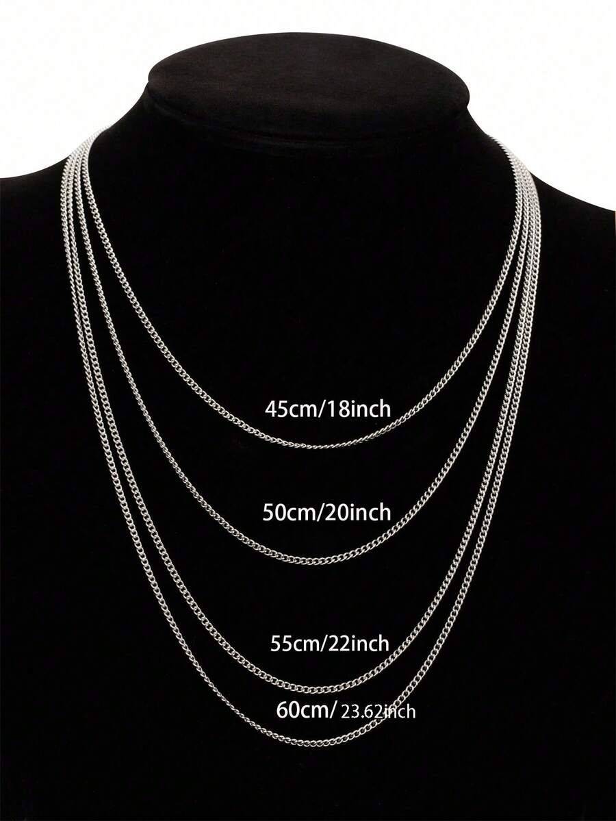 1pc Simplicity Stainless Steel Necklace Men's Simple Thin Neck Chain Jewelry