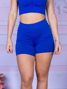 Women Sports Shorts - Royal Blue - View 1