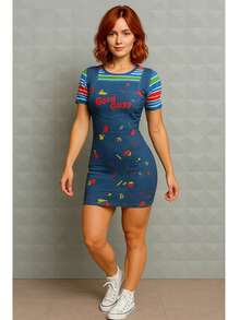 Women Short Dresses - Blue - View 1