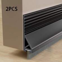 1 pieza Burlete para la parte inferior de la puerta, tope de puerta inferior integrado con cepillo, sello autoadhesivo para el fondo de la puerta para aislamiento de polvo/ruido/aire caliente o frío (Longitud: 1m, Ancho: 50mm)