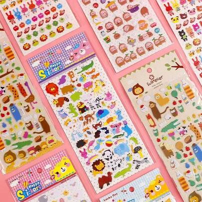 Cartoon Bubble Stickers 3D Stereoscopic Animal Diary Stickers Reward Stickers For Kids, Wholesale