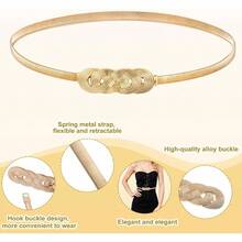 Dresses Elastic Waist Belt Women Gold Waist Chain Belt Women Fancy Metal Belts Versatile Stretch Chain Dress Belts - Gold Ladies - 最初的 - 查看 3