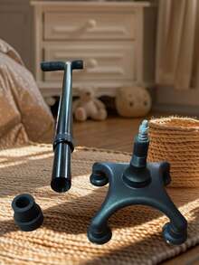 Bastón 2 En 1 Base Intercambiable De 4 Apoyos A 1 Apoyo Ligero y Practico Mango: Ergonómico tipo alemán para mejor agarre. - Bronce - Ver 3