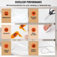 96 X 46 Inch Clear Table Protector, 2mm Thick Transparent Desk Pad, Plastic Table Cover Protector For Dining Room Table - 96 X 46 Pulgadas - View 4