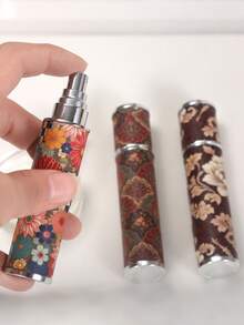 1 pezzo Bottiglia di profumo vintage in pelle da 10ml con stampa floreale e totem, di alta qualità, flacone spray portatile per viaggi