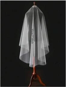 经典柔软长款薄纱婚纱头纱，单层设计，边缘干净利落，简约新娘头纱，适合女性佩戴，也可作为情人节礼物、情侣装、婚礼季配饰。 - 彩色 - 查看 5