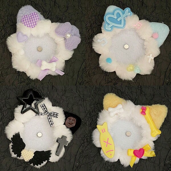 1 Stück neue Plüsch Engelsflügel Brosche Halterung, handgemachte Schleife Herz Otaku DIY Fertigprodukt, Cartoon Anime Spiel Charakter Zubehör Brosche Halter, ACG Prominenten Fan Merchandise Brosche Halter, Cosplay Outfit Dekoration für Otaku