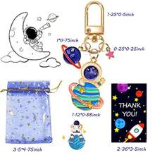 DAstronaut Space Party Favors Astronaut Space Keychain Party Favors 12 Sets With Thank You Tags And Dark Blue Organza Bags For Birthday Party Baby Shower Holiday - 藍色深藍色 - 查看 3