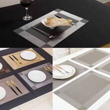 Manteles Individuales para 6 Sillas, Tapete de Mesa Antideslizante, Resistente al Calor, Fcil de Limpiar, Lavable, Prctico y Decorativo para el Hogar, Restaurante, Hotel etc. Plateado - 6 - Plateado-6 - Ver 8