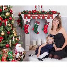 Stocking Holder Mantle Stocking Hangers Mantel Fireplace Wall Hanging Sign With 6 Hangers Collapsible And Stockings Were Hung Stocking Hooks Xmas Decor 28.4 Inch