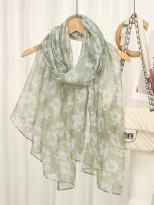 1pc Floral Print Casual Cute Party Polyester Scarf, All Season