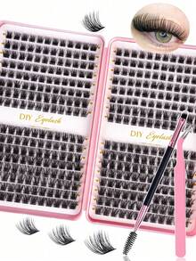 640/384pcs D-Curl Eyelash Cluster, High Capacity DIY Eyelash Extension Kit, Suitable For Beginners, Long-Lasting And Durable, Mixed Single Lash Styles, DIY Eyelash Cluster, Easily Create Charming Eyes At Home, Essential Makeup, Large Capacity Eyelash Set, Suitable For Cosplay, Weddings, Galas, Stage Makeup And More - D - View 1