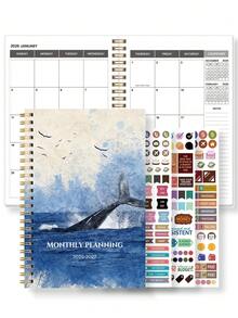 Trees 2026-2027 年月度计划笔记本，A5 简约周计划和月度计划学年日历笔记本，32 页办公和学校用品，完美的教师礼物 - 彩色 - 查看 7