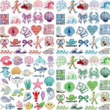 9/12/24/28pcs Assorted Cute Sea Creature, Multicolor Surfer Girl Embroidered Patches, Iron-On/Sew-On Patches For Hats, Shirts, Jeans, Bags (Multiple Colors Available) - Multicolor - View 9