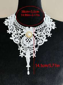 1 pieza Collar de encaje blanco estilo gótico con flores huecas y colgante con flecos, collar gargantilla elegante para mujer, adecuado para uso diario y decoración de fiestas