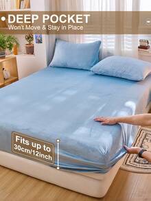 1 Stück Samt Spannbettlaken, warme weiche flauschige Spannbetttuch Bettwäsche, Matratzenschoner, Bettüberwurf, gemütliche Heimtextilien, weicher und bequemer Matratzenbezug, einfarbiges Laken, Tiefer Bund, nur Bettlaken, ohne Kissenbezug, staubdicht rutschfest, maschinenwaschbar, Bettwäsche Geschenke, passend für Einzelbett, Doppelbett, Kingsize, Queensize Betten, maschinenwaschbar, Herbstdekoration, Winterdekoration