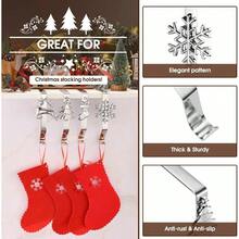 Stocking Holders Mantle Set Of 4, Weighted Stocking Hangers Mantel Fireplace, Stocking Hooks Xmas Decoration Silver