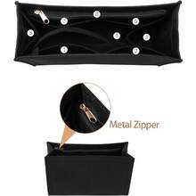 Purse Insert Organizer For  Book Tote Medium Bag Insert With Premium Felt And Multiple Pockets Large Black