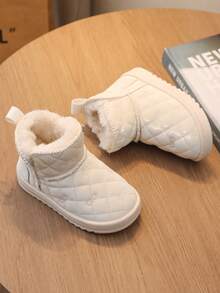 1 双幼儿/婴儿舒适保暖内衬平底雪地靴，适合雪天、户外活动、秋冬季 - 米色 - 查看 5