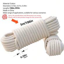 Premium Cotton Rope, Strong And Durable, Waterproof And Windproof, Suitable For Indoor And Outdoor Activities, Handicrafts, Camping, Gardening, DIY Projects, Available In 39.4 Inches/19.7 Inches - White - View 14