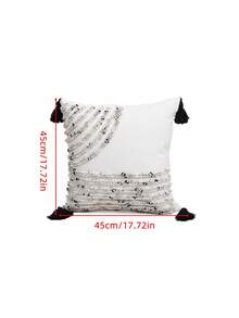 1 buc/2 buc față de pernă cu dungi gri și albe, material textil din pluș în stil nordic cu ciucuri, față de pernă decorativă pentru dormitor, living, exterior, potrivită pentru toate anotimpurile, 30 * 50 cm, 45 * 45 cm