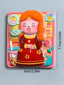 1 pieza Figura de niña con estilo de pintura linda de Van Gogh, imán de nevera de resina, pegatina magnética para decoración del hogar