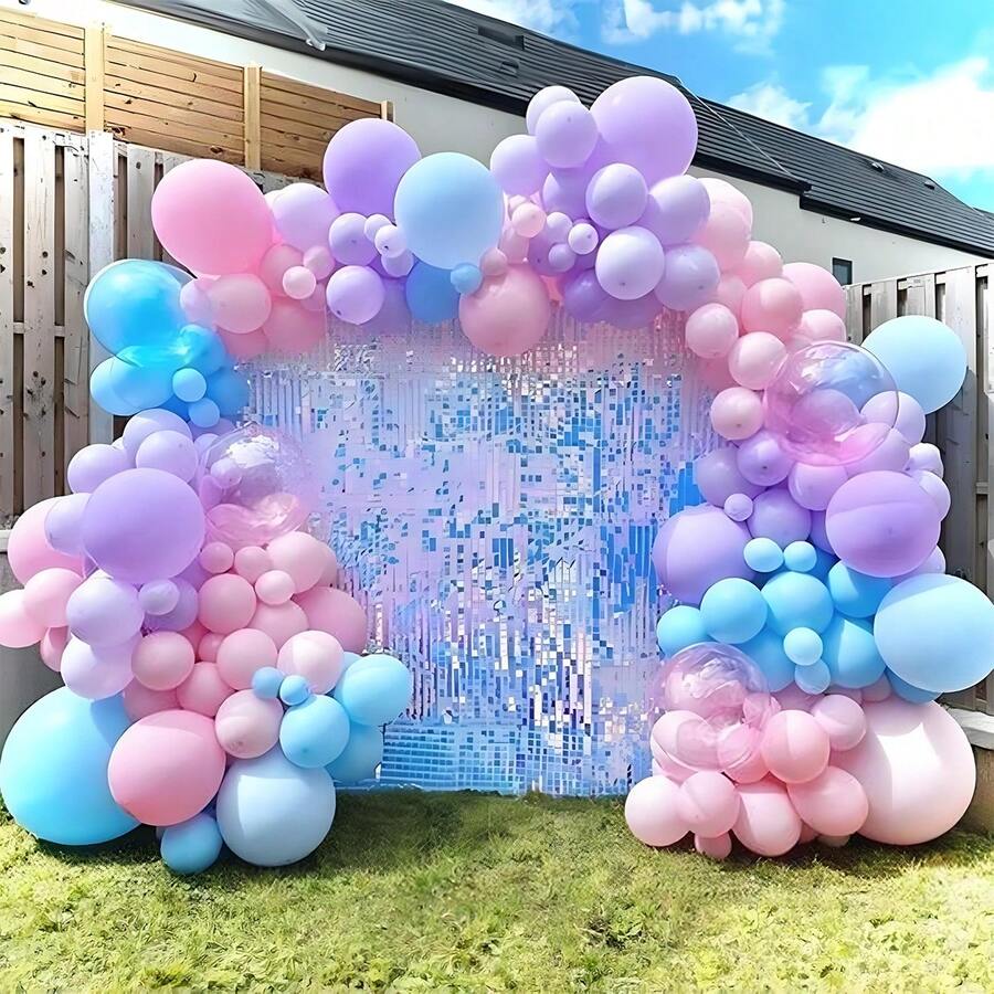25/50pcs Pink, Purple, Blue 10in/25.4cm Metallic Pastel Balloons, Rainbow, Pearl Pink, Blue, Purple Party Balloons. Suitable For Birthday, Wedding, Valentine's Day, Christmas, New Year, Opening Ceremony, Graduation Season, Home Decor, Balloon Arrangement, Balloon Party, Photography Props, Check-In Photo Atmosphere Background, Still Life Decoration - Màu tím - Xem 1