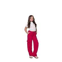 Calça Cargo Juvenil Moletinho - Vermelho - Visão 2