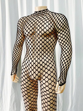 1PC Sexy Lingerie Man Body Stocking See Through Cover Up Hollow Out Bodystocking Without Underwear Valentine's Day Swimwear & Clothing