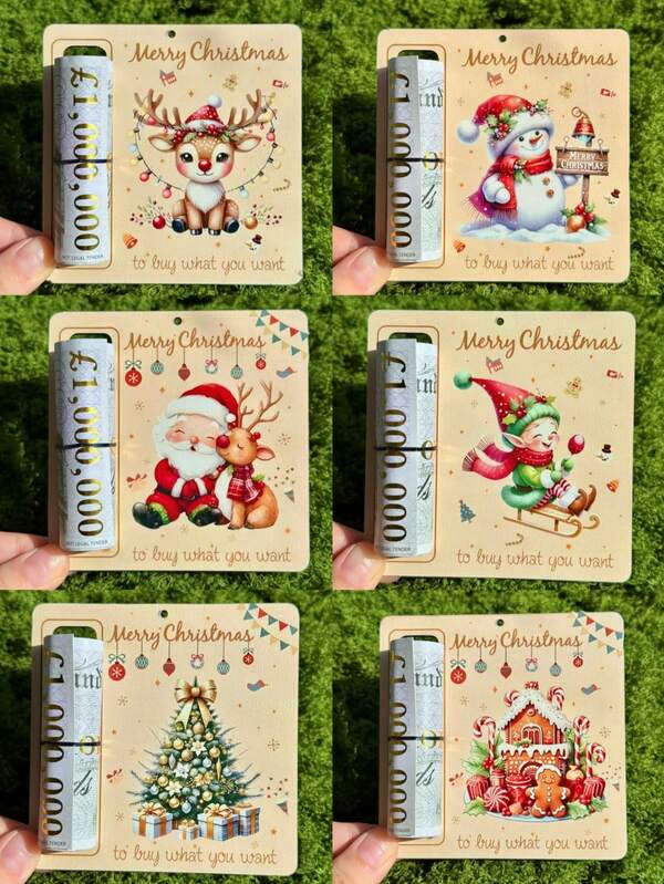 6pcs/Set Christmas Gift Money Clips, Perfect For Christmas Party Celebrations, Party Favors And Decorations, Cash Blessings, Home Decoration Pendants, Christmas Gift Ornaments, Christmas Tree Decoration Pendants, Gifts For Her