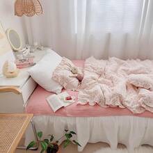 Muslin Duvet Cover With Ruffled Edges, 1 Piece Cotton Comforter Cover 47X59'', Pattern 2-Layer Gauze Bedding, No Quilt Or Pillowcases, Bedroom Essential - 小粉紅碎花 - 查看 11
