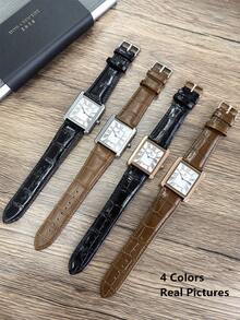 Pablo Raez 1pc Original Charming Man Watch Luxury Male Stainless Steel Vintage Wristwatch Silver Color Jewelry Non Tarnish Black Microfiber Leather Wristwatch IPS Plated Stainless Steel Fashionable Design Wristwatch - Một cỡ - Xem 11