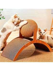 Cat Scratching Ball Toy Cat Claw Grinding Plate Wear-Resistant Spinning Paper Vertical Cat Scratching Column Self-Relaxation Products - Brown - View 1