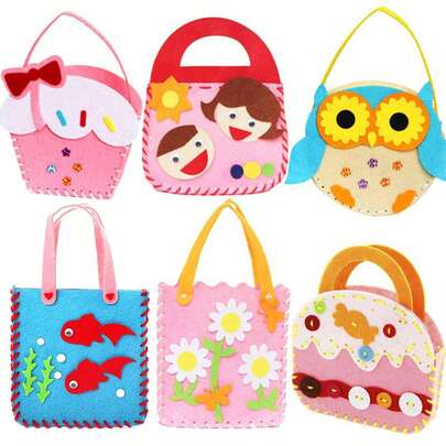 1pc Kids DIY Sewing Kit, Girls Handbag Craft, Safety Needle & Felt Fabric, No Power Needed, Perfect For Birthday,Fun Learning, Creative Expression, And Develops Fine Motor Skills