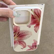 1pc Soft TPU Material Lily Flower Pattern Phone Case Compatible With IPhone 17 Pro Max/17/16 Pro Max/15/13/12/11, S20 FE/A15/S24/A55, Redmi Note 11/12/13 Pro, Full Body Shockproof Protective Cover - White - View 3