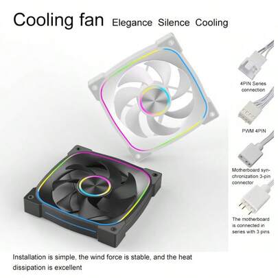 1pc XFENGX Precise Circular PC Case Cooling Fan 9PRO Prism Fan 12cm Computer Cooling ARGB Colorful PWM Temperature Control 3 Pieces Set